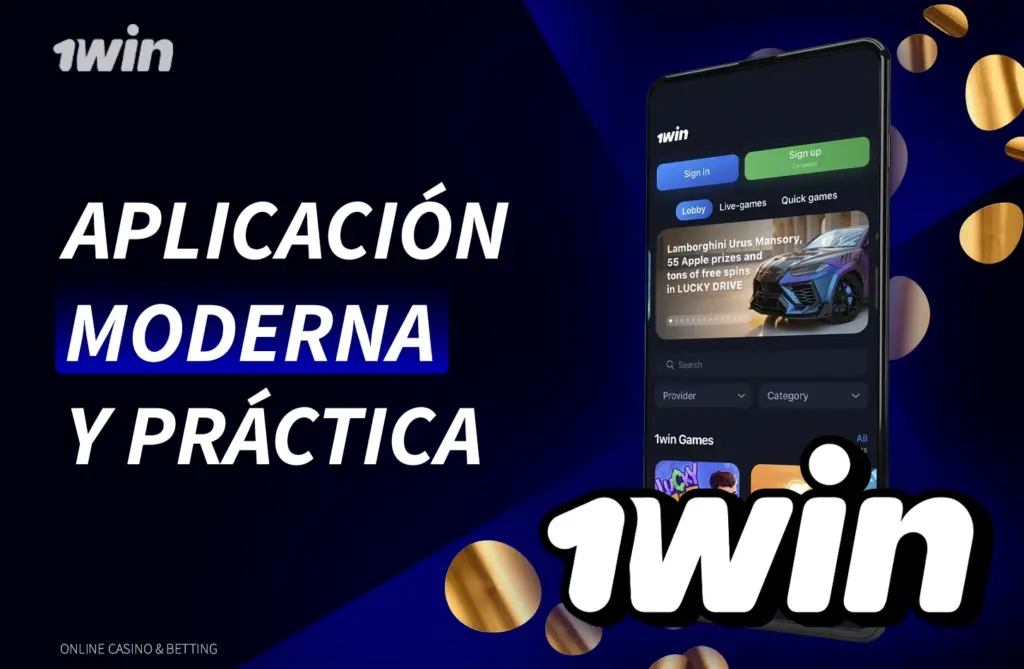 Aplicación 1Win moderna con navegación clara y práctica
